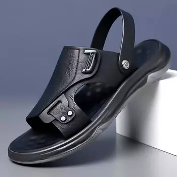 WAERTA Men Sandals 2024 New Fashion Summer Anti Slip Soft Sole Retro Dual Purpose Sandals and Slippers Outdoor Beach Men Shoes 38 коричневый