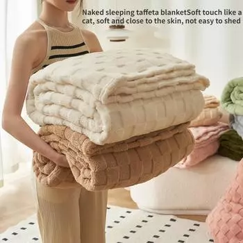 Вафельное плюшевое многофункциональное одеяло, большой вес, плюшевое молочное плюшевое одеяло Farai, теплое плюшевое одеяло Beibei, зимнее 1X1.5M трава зеленый
