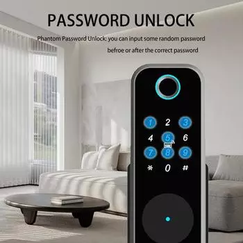 Wafu Smart Lock Бесключевой дверной замок Противоугонный биометрический парольный дверной замок Tuya App Remote чёрный