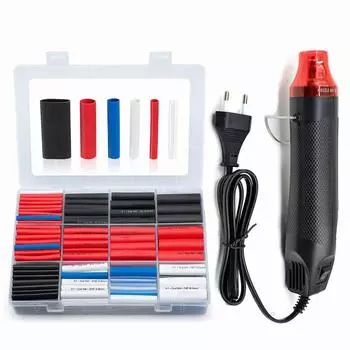 Wago 275PCS Водонепроницаемая термоусадочная трубка с клеем внутри 3:1 комплект клемм для сращивания электрических проводов и кабелей чёрный