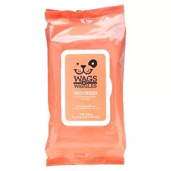 Wags & Wiggles, Nourish, увлажняющие салфетки для собак, пикантный грейпфрут, 100 влажных салфеток