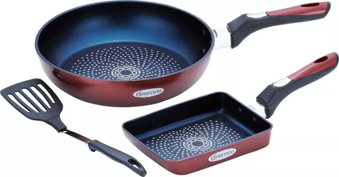 Wahei Freiz 26cm frying pan & egg cooker Branano set with turner, diamond coat, induction compatible, BM-9526 коричневый