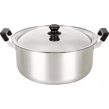Wahei Freiz 33cm Stainless Steel Cooking Pot with Glass Perfect for Cooking Large from Homiya Lid, 12.7L, Induction/Gas Compatible, Groups,