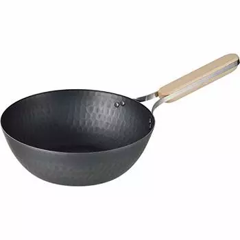 Wahei freiz EN-011 Enzo Enzo Iron Wok, 8,7 дюйма (22 см), Совместимость с индукцией, Газовая сковорода, Сковорода Вок, Деревянная ручка, Сделано в Японии
