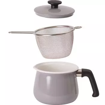 Wahei Freiz Enamel Multipot Light Gray with Colander IH Compatible Gas Cook Deli [Amazon Exclusive] Frying/Boiling AMB-3022