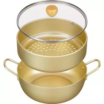 Wahei Freiz Hygienic Aluminum Steamer Induction and Gas with Glass Hokona Easy-to-clean, Pot, 24cm, Compatible, Lid, (RB-3661)