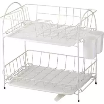 Wahei freiz Iron Drainer Basket 2 Tiers Blance RG-0236