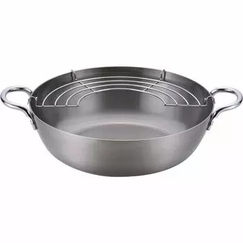 Wahei Freiz Iron Pot 24 см Темпура Горшок Жареная еда Темпура Темпура IH Совместимый газ Сделано в Японии Chitose Chitose Tsubame-Sanjo фритюр CS-016 серебряный