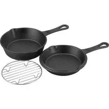 Wahei freiz Iron Skillet Camping Heavy s Combo Set 15cm IH Compatible with Smoking Amine HR-7967
