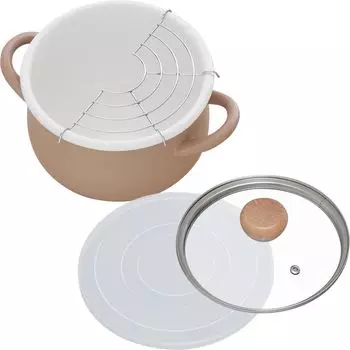 Wahei freiz Эмалированная кастрюля для готовки 20 см коричневая IH совместимая газовая кастрюля для приготовления темпура темпура бульон приготовление двумя руками во фритюре RB-3246 коричневый