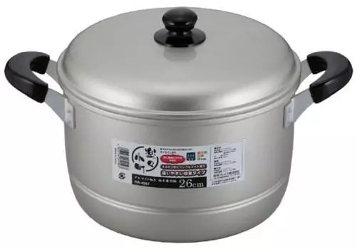 Wahei Freiz Lightweight Aluminum Pot with with Steaming Rakuraku Komachi Handle, 26cm, Tray, (RR-4067)