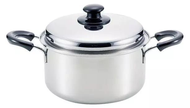 Wahei Freiz Made in Japan Stainless Steel Steel Pot 22cm with SG Mark Lid Compatible with Styler Luce Three-layer Two-Handed IH/Gas SR-8914 серебряный