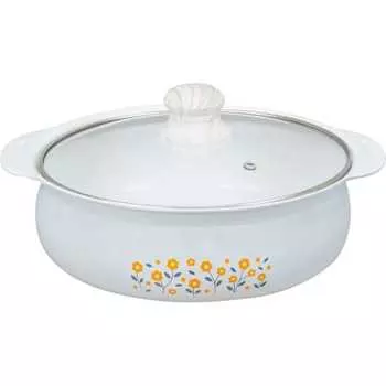 Wahei freiz Настольная кастрюля, 24 см, газовая, двуручная, керамическая обработка, эмалированная обработка, белая, Showa Retro Retro RB-2866