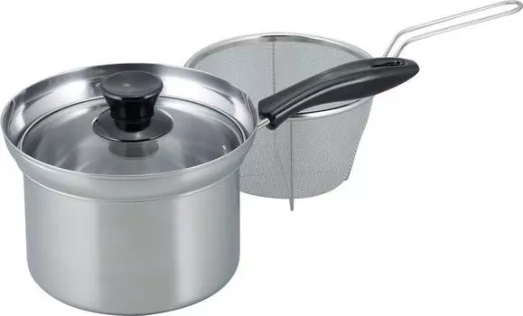 Wahei Freiz Pot 18cm with Colander IH Compatible Stainless Steel Nabeya Daisaku One-handed NR-7731 серебряный
