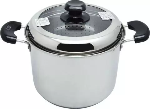 Wahei Freiz pot for boiling pasta pot Mirendo 22cm stainless steel aluminum crimped bottom IH compatible MR-5711 Two-handled triple-layer