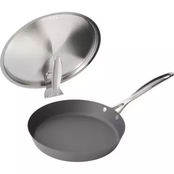 Wahei Freiz Rust Resistant Iron Nitride Frying Pan 24cm with Lid IH Compatible Gas Made in Japan Niruka Kurotsuchi MB-2580 чёрный