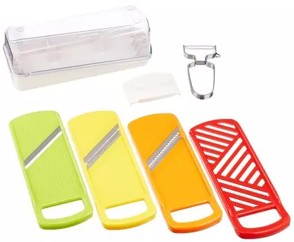 Wahei Freiz Сделано в Японии Набор для нарезки ломтиками Thumb из нержавеющей стали Безопасный футляр для хранения Vitamin Island Слайсер, соломка, нарезка, чистка, держатель, в комплекте, ME-7289