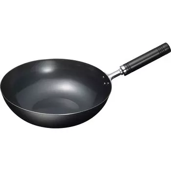 Wahei Freiz Tsubamesanjo Iron Deep Frying Pan Pot 28cm IH Compatible Gas Wok Cast Made in Japan Tsubamesan Stir-Fry EM-043 чёрный