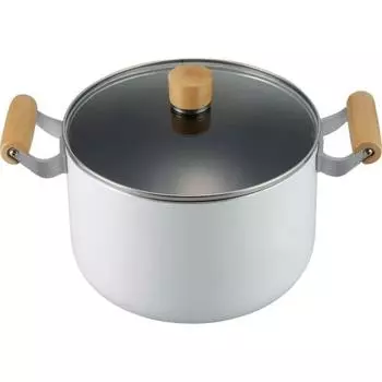 Wahei freiz Two-handed pot 22cm with glass lid White Wooden handle Compatible with IH and gas Nordies NR-7976