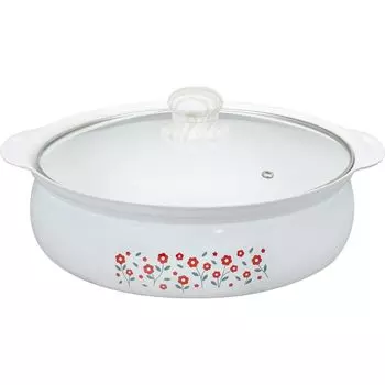 Wahei Freize Tabletop Pot 27cm Pot Ceramic Processed Enamel Processed White Showa Retro Retro IH/Gas Two-Handed RB-2867
