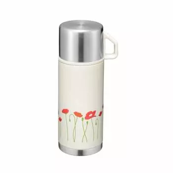 Wahei Freize Water Bottle with Cup 350ml Poppy Thermal/Cold Vacuum Insulated Bottle Thermos Retle RH-1712