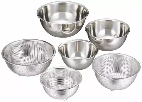 Wahei Phrases punching colander deep ball 3 size set Cook Deli Clog-resistant & easy-to-use AMG-0411
