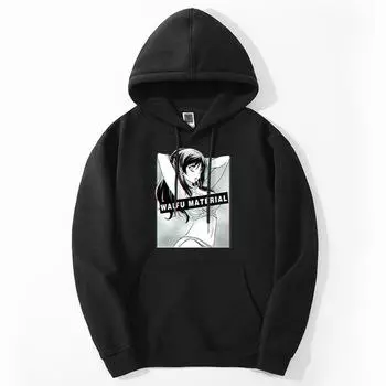 Waifu Material Print Cool Mens Hentai Anime Hoodies Толстовка Anime Girl Oversize Moletom Модный новый спортивный костюм Oversize Толстовка S чёрный