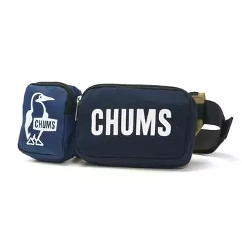 Waist 3 Pouch Body Bag Sweat Nylon Navy x Beige [Chums] Men s