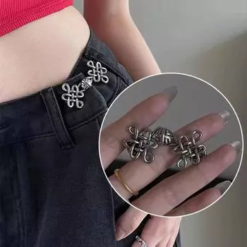 Waist Buckle Jean Fit Tighten Buckles Chinese Knotting Jean Buttons for Loose Jeans Unisex чёрный