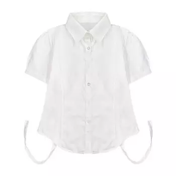 Waist-Controlled Long Sleeves Sexy Slim Fit Student White JK Uniform One-piece closed-waist short-sleeve shirt S