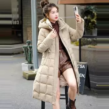 Waist long over knee waist down jacket women s winter 2024 new fashionable foreign loose coat M size 90-52.5kg белый