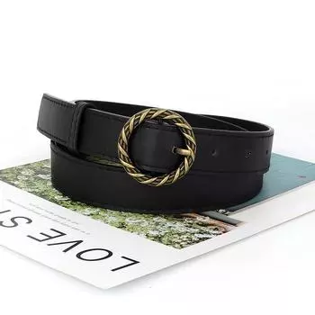 Waist Minimalist Retro Belt With Circular Buckle Design For Casual Business And