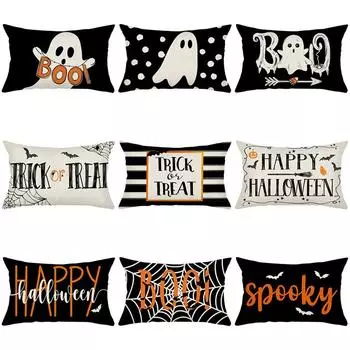 Waist Pillowcase Halloween Funny Letters Printed Linen Living Room Sofa Decorative Cushion Cover Pillow Cover 30*50cm JYZ004-1