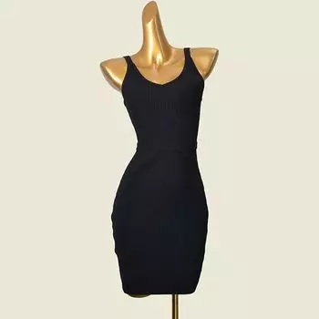 Waist-Tight Spring and Summer Bottoming High Elastic Slim Fit Knitted Vest Skirt Black M