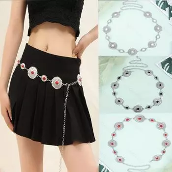 Waistband Bohemian Waist Belt Metal Beach Body Chain Vintage Turquoise Waist Chain Women красный
