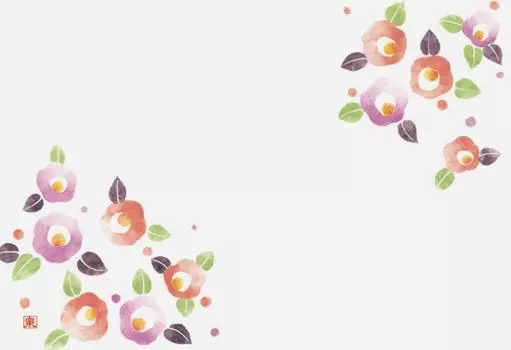 Wakaizumi Lacquerware High Quality Paper Mat, 3-inch Long Table Mat, Hanaki Series, New Camellia 1, 100 Pieces B-25-91