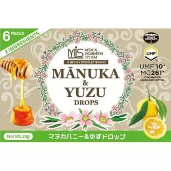 Wakasho HONEY JAPAN Manuka Honey & Yuzu Drops 22g (6 pcs)No sugar or syrup is used, only honey is h No sugar or syrup is used, only honey is hardened 1