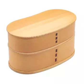 Wakayama Wappa Bento Box Store Wappa Bento Box Magewappa деревянная коробка для ланча 17 x 9 см в форме фасоли, двухъярусная, натуральная (Магазин Вакаяма) А-60-273448