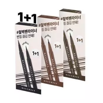 Wake Make Iron Wall Pen Eyeliner 1+1 набор, нет. 2 коричневых, 2 шт.