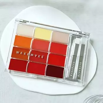 Wake Make Soft Coloring Lip Palette 12g Innocent Makeup Daily Makeup Summer Cool Tone Autumn Warm Tone Red Pink Coral, 1 pc, Pink Flood Glowing