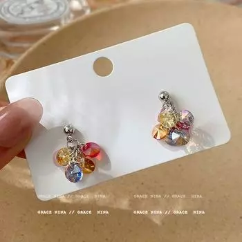 Wake up Dopamine! Color Grape Beaded Stud Earrings for Women 2025 New Arrival Fancy Earrings Niche Style Delicate Earrings Color Grape Beaded Stud Earrings