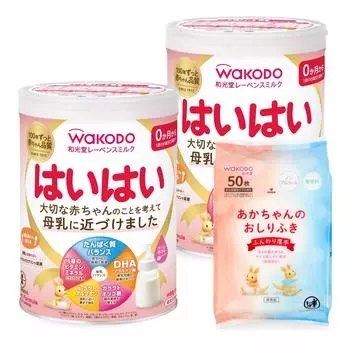 Wakodo Lebens Milk Hai Hai 810 г x 2 банки в упаковке Сухое молоко для детей от месяцев до 1 года Комбинация молочной кислоты для детей (с бонусом) [0 старый] DHA/арахидоновая белый