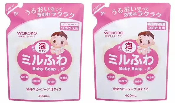 Wakodo Milfuwa Baby Soap Refill 800ml x 2 [Bulk Purchase] (400ml pieces)