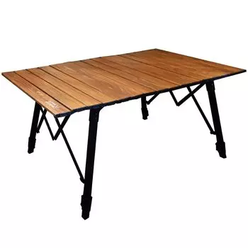 waku fimac уличный стол для кемпинга деревянный стол с регулировкой высоты рулонный стол для кемпинга на открытом воздухе легкий деревянный рисунок коричневого дерева 9060