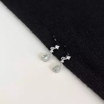 Walden with Ear Clip Mosquito Coil/Water Drop Earrings Elegant Earrings Female Zircon Ear Studs Delicate Earrings Pair of earrings (s925 Silver Needle)