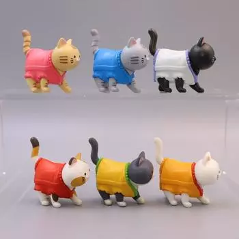 Walking Animal Cat Model Doll Toys PVC Mini Cat Ornaments Cute Snack Cat Figure Toys Kids Toy 1pc random