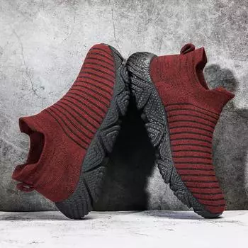 Walking Shoes Men s New Fashion Mesh Breathable Shoes Outdoor Lightweight Comfortable Casual Hiking Socks Overfoot Sneakers 39 чёрный