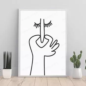 Wall Art Canvas Painting for Home Decor, Humour, Cattivo, Odore, Linea, Carina, Del Bagno, Segno, Poster, Stampe, Immagini 21x30cm No Framed