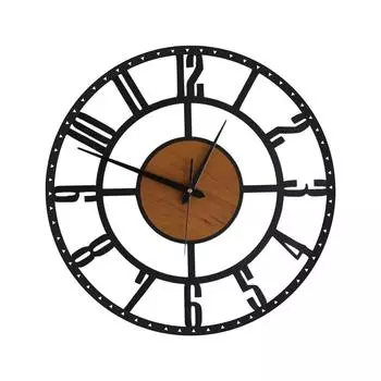 Wall Clock Stylish Metal Analog Wall Clock for Living Room, Office, Home and Hall | Antique Fancy Big Size Modern Wall Watch (Wood, 40 CM) 40 x 40 cm
