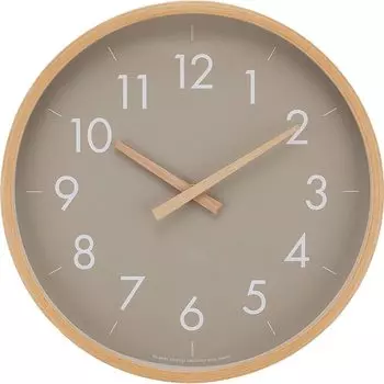 Wall clock with wooden hands and the warmth of bent Greige Diameter Simple frame with a Scandinavian No Can be placed anywhere you like to suit your